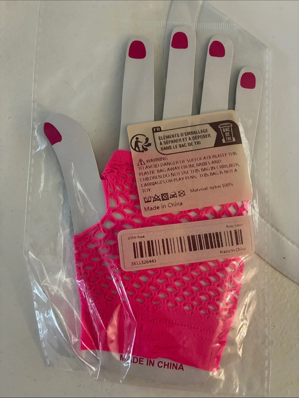 Pink Fishnet Gloves Hot Pink - Women Accessories